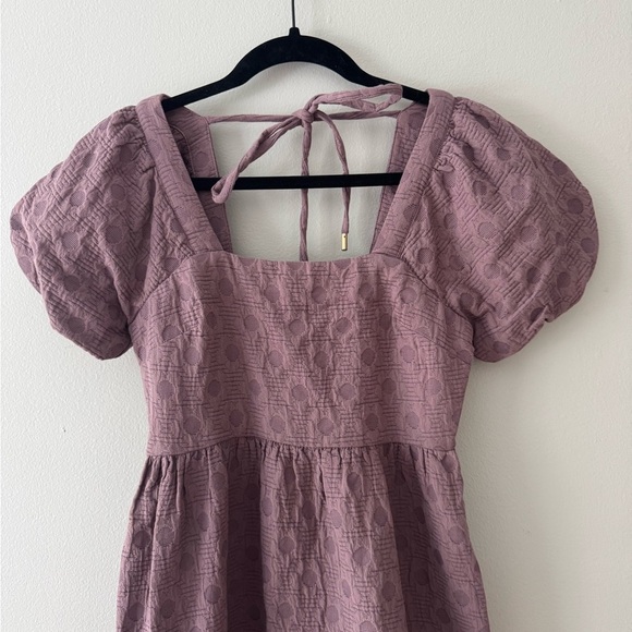 Madewell Quilted Puff-Sleeve Mini Dress in Fig Multi Jaq XXS - Picture 4 of 7